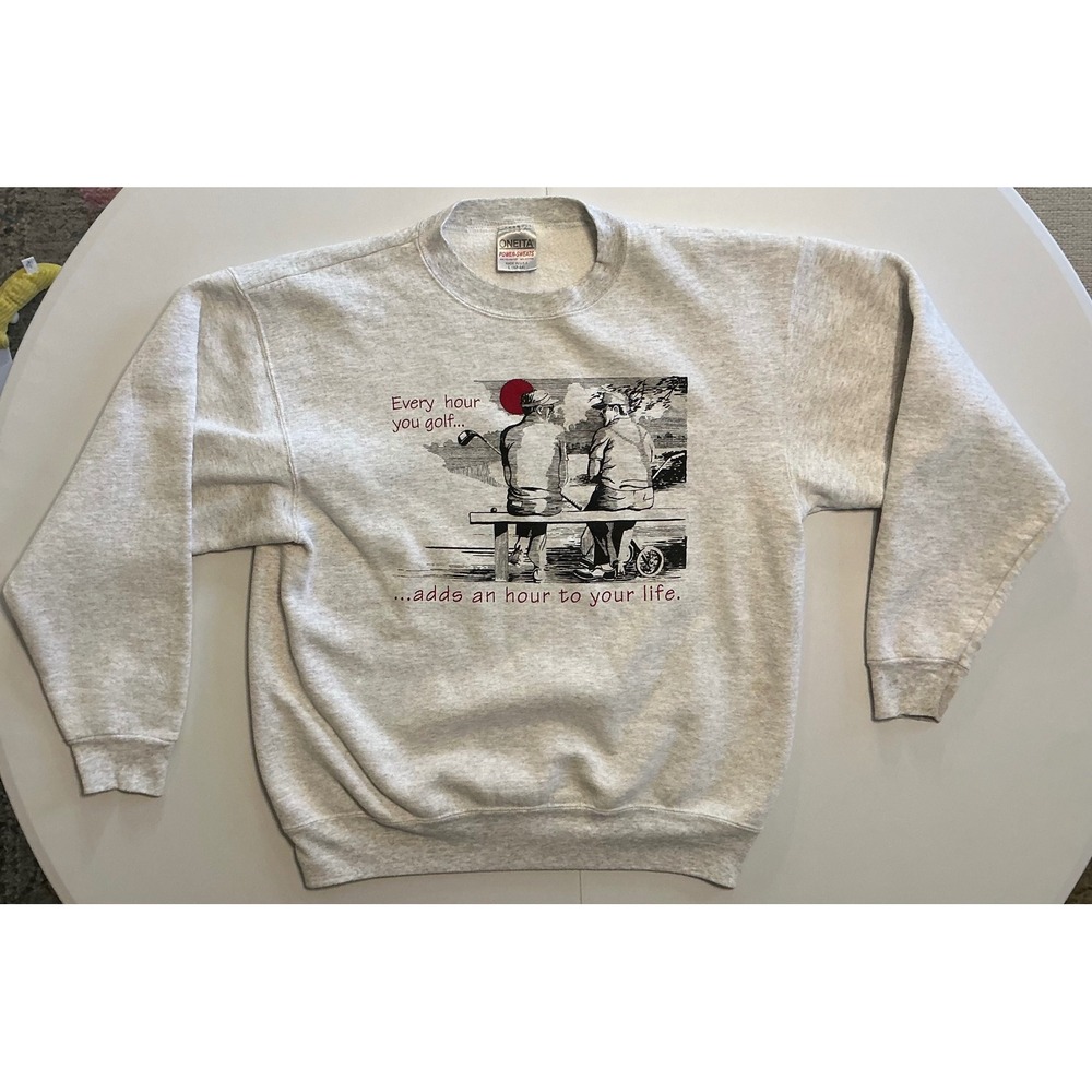VTG USA Made Golf Uplifting Message Sweatshirt Crewneck Gray Mens L 90s Dad